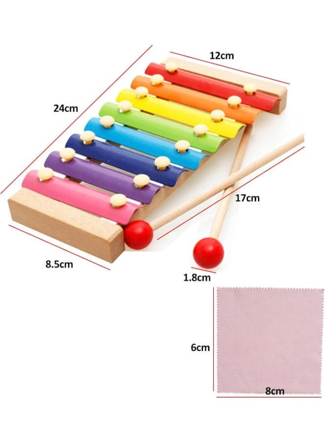 Colorful Wooden Xylophone for Children – Educational Musical Toy with Cleaning Cloth Music & Sound (3)