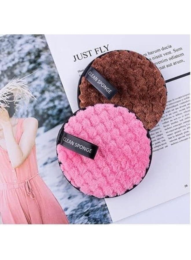 women Fiber sponge Makeup Remover Pad Reusable Face Cleaning Sponge Cosmetic Puff 1PC may vary color Make Up Sponges (٣)