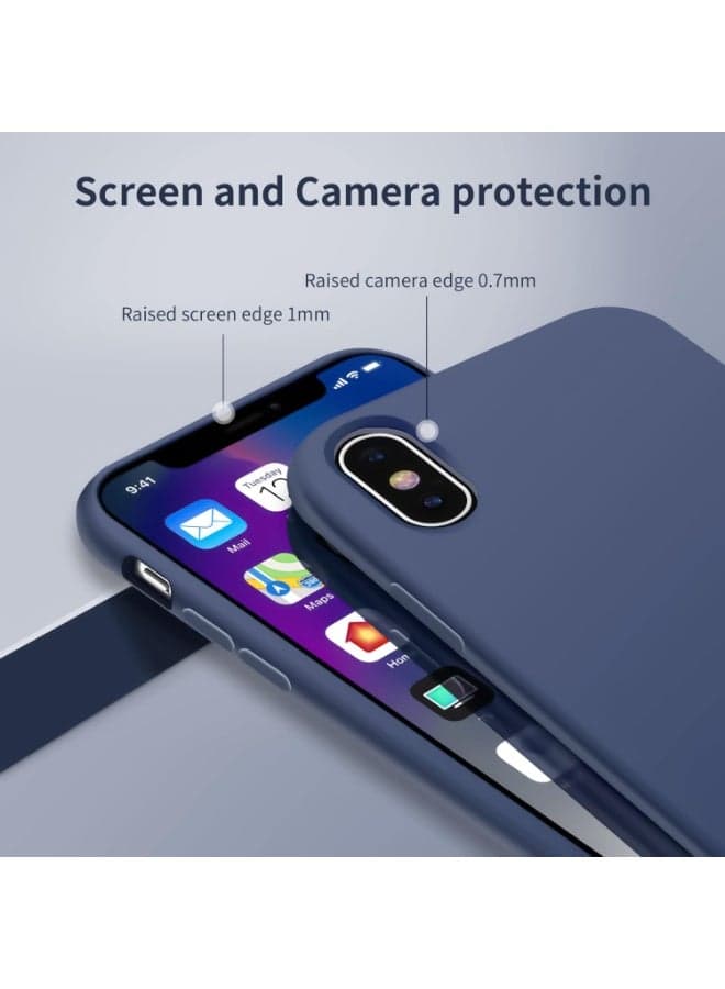 Compatible with iPhone Xs Max Case 6.5 Inch Slim Liquid Silicone 4 Layers Soft Gel Rubber Shockproof Protective Phone Case with Anti Scratch Microfiber Lining (Blue 2) Cases & Covers (٥)