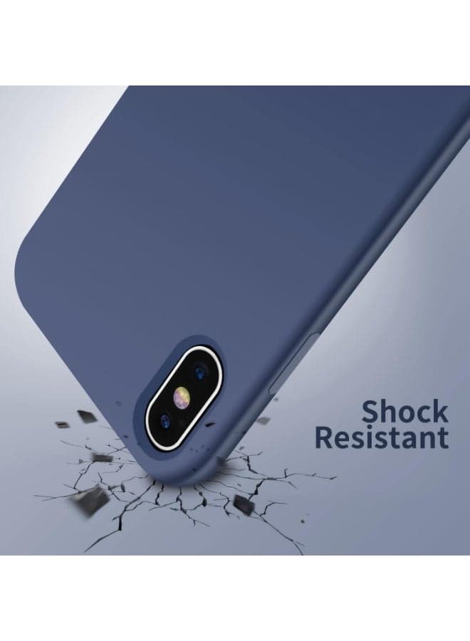 Compatible with iPhone Xs Max Case 6.5 Inch Slim Liquid Silicone 4 Layers Soft Gel Rubber Shockproof Protective Phone Case with Anti Scratch Microfiber Lining (Blue 2) Cases & Covers (٣)