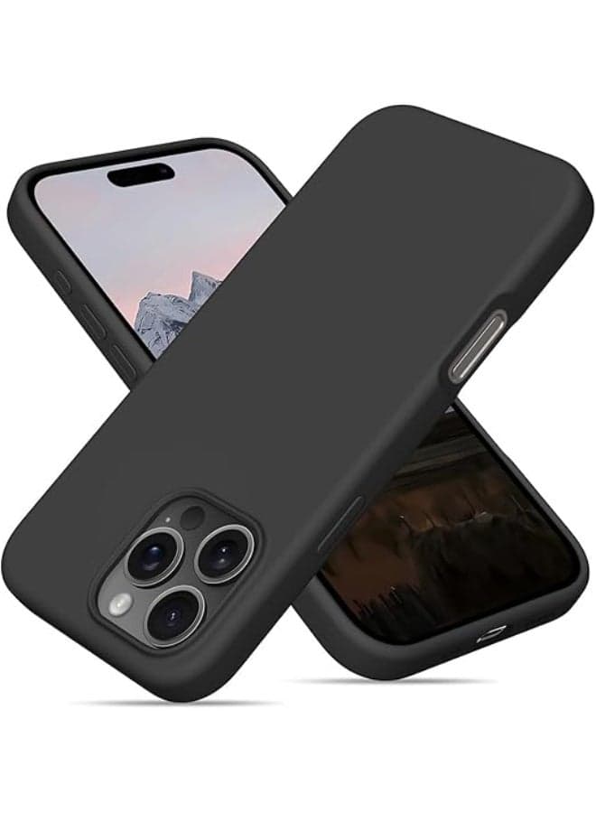 Silicone phone case compatible with Apple iPhone 16 Pro Max - Made of soft, heat-resistant silicone and polyurethane, high-quality materials, lined with carbon fiber to protect the back of the phone - black (3)