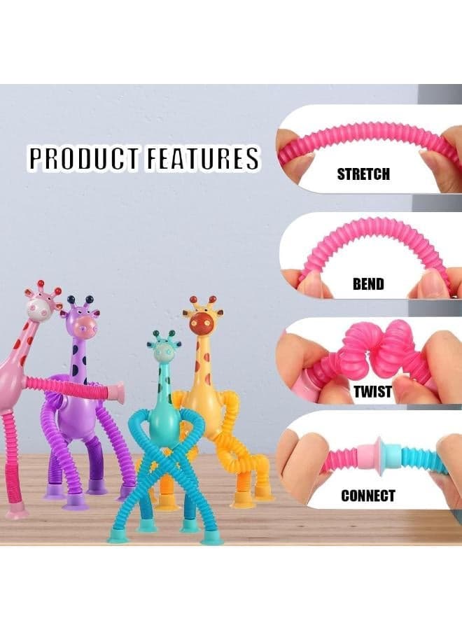 Kidzone 4-Piece LED Telescopic Suction Cup Giraffe Fidget Toy Set Baby Dolls