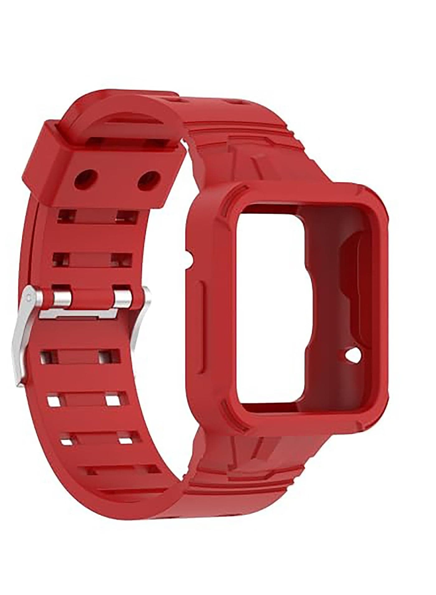 Replacement Wrist Band Compatible with Xiaomi Redmi Watch 2 Lite/Mi Watch Lite/Poco Watch/Redmi Watch 2/Horloge 2, Adjustable Soft Silicone Wrist Strap with Cover (red) Smartwatch Bands (٣)