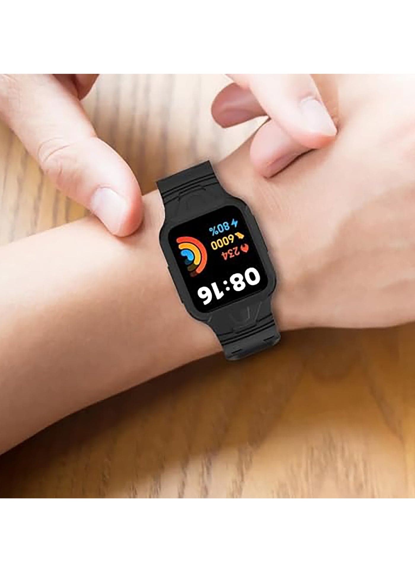 Replacement Wrist Band Compatible with Xiaomi Redmi Watch 2 Lite/Mi Watch Lite/Poco Watch/Redmi Watch 2/Horloge 2, Adjustable Soft Silicone Wrist Strap with Cover (red) Smartwatch Bands (٥)
