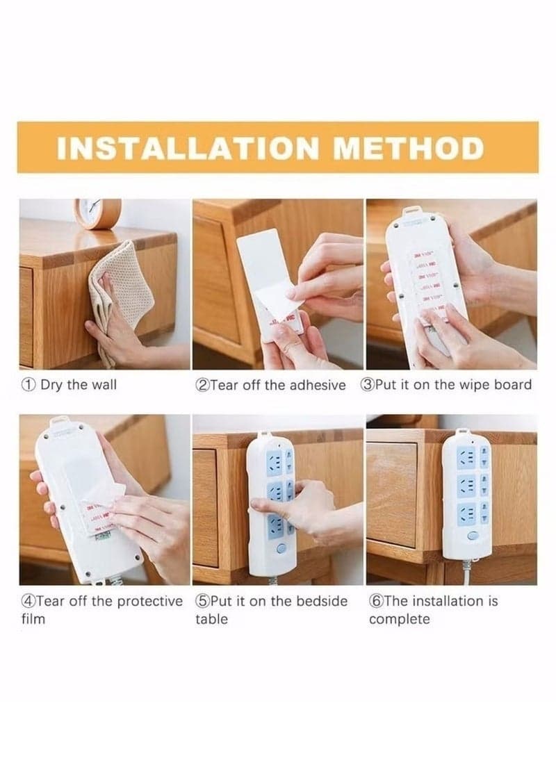 1PC Self-Adhesive Power Strip Holder, Punch-Free Wall Mount Bracket with Slide Rail Design for Power Strips, Surge Protectors, Extension Boards, WiFi Routers, Remote Controls, Tissue Boxes, Picture Frames, LED Lights and Lightweight Devices – Random Color (3)