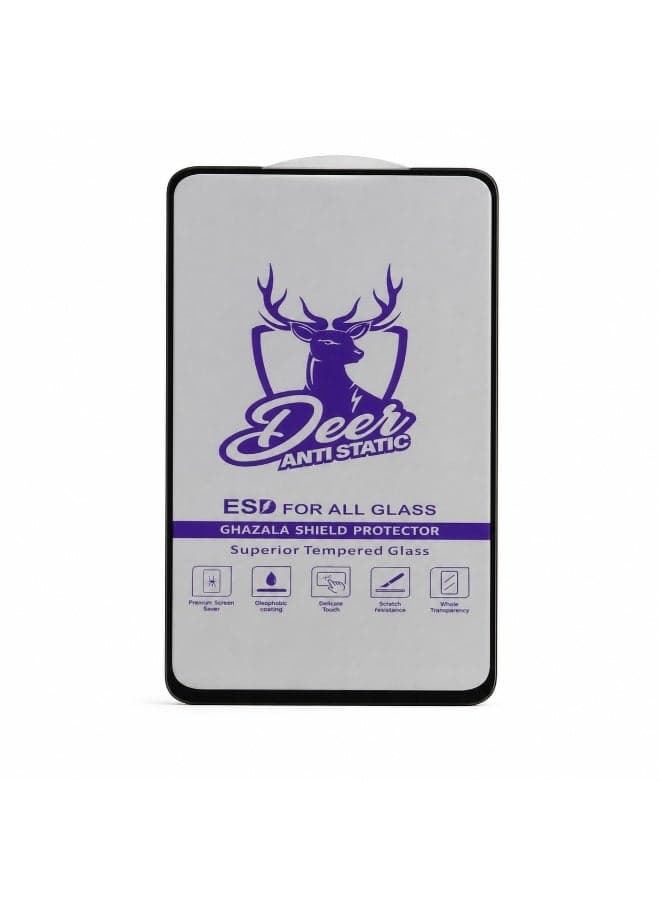 Deer ESD Anti-Static 9H Tempered Glass Screen Protector for OPPO A94 - Full Coverage with Black Frame Mobile Screen Protectors (٢)