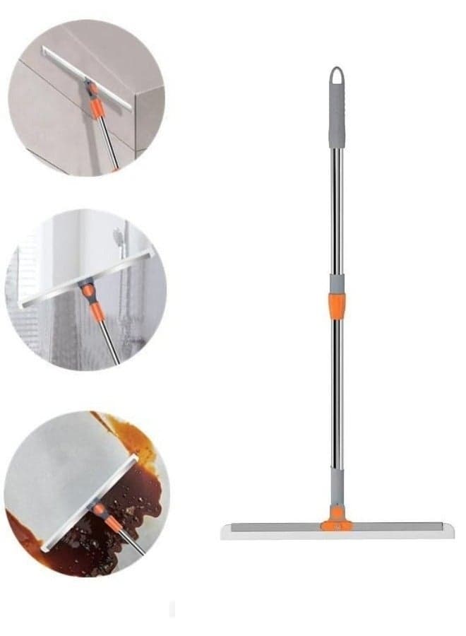 Magic Silicone Floor Squeegee 2-in-1 Glass and Floor Cleaner – 50cm Wide Natural Silicone Blade, 100cm Adjustable Stainless Steel Handle, 180° Rotating Head for Bathroom, Kitchen, Windows, and Tiles – Multi-Purpose Water and Hair Removal Cleaning Tool for Home Use