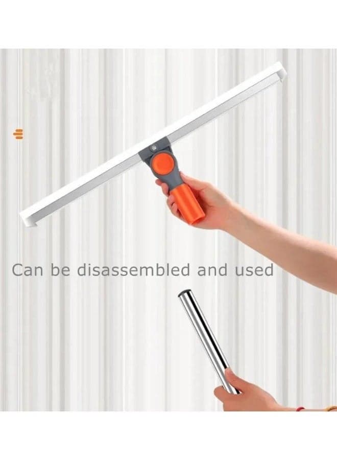 Magic Silicone Floor Squeegee 2-in-1 Glass and Floor Cleaner – 50cm Wide Natural Silicone Blade, 100cm Adjustable Stainless Steel Handle, 180° Rotating Head for Bathroom, Kitchen, Windows, and Tiles – Multi-Purpose Water and Hair Removal Cleaning Tool for Home Use (٦)