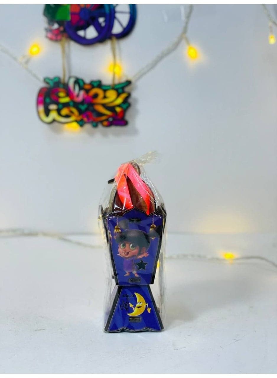 Disney lantern set, 4 lanterns with Ramadan characters, colored wood that lights up, size: 5*13 cm Candle Lanterns (٦)
