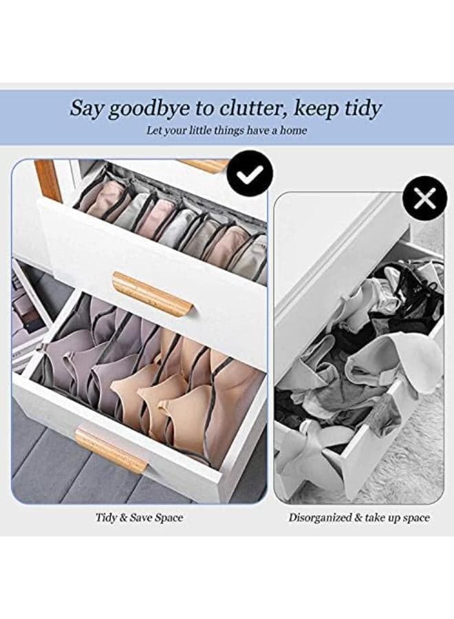 Underwear Drawer Organizer, 3 Pcs Collapsible Storage Box For Bras, Socks, Underwear, Ties Scarves, And Handkerchiefs (Grey) (٣)