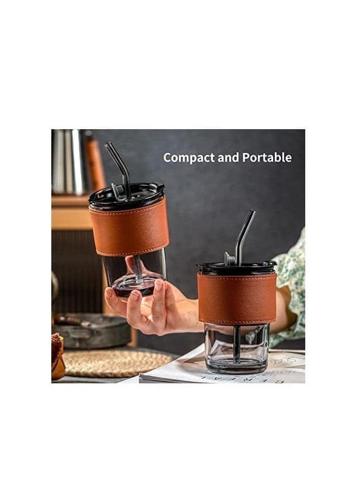 Glass Tumbler Mug with Lid & Silicon Straw,Bambo joint glass cup(Multicolor) Coffee Mugs (4)
