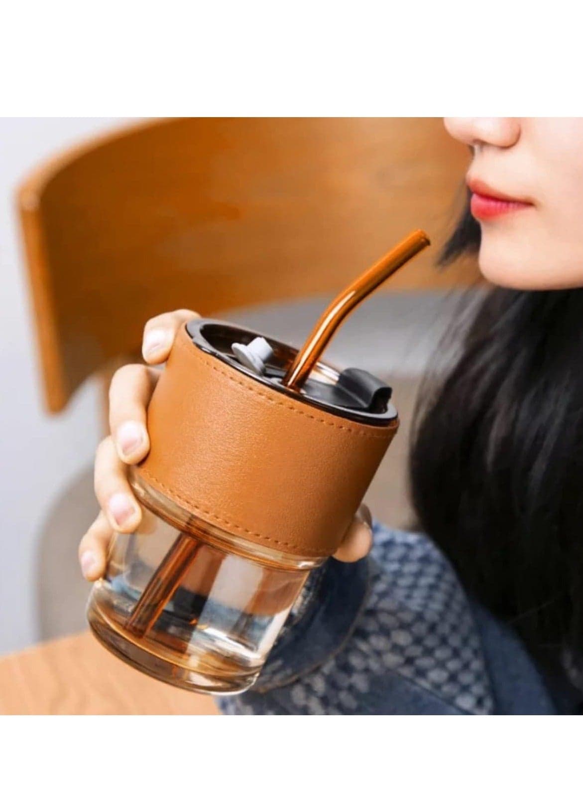 Glass Tumbler Mug with Lid & Silicon Straw,Bambo joint glass cup(Multicolor) Coffee Mugs (3)