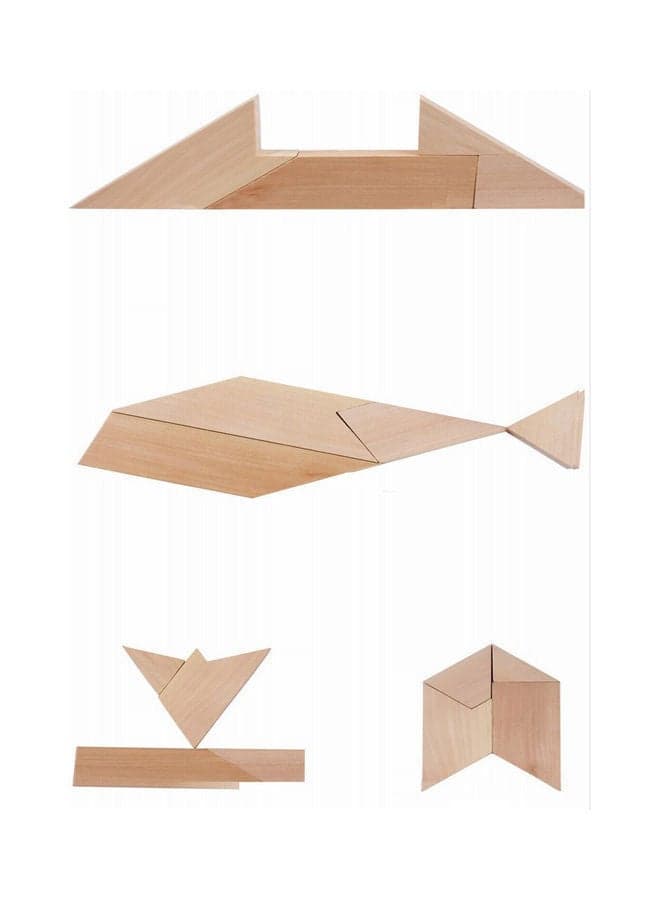 T-word Educational Wooden Classic Tangram Variety Building Block Toy 22.5x4x1.3cm Playing Blocks (٦)