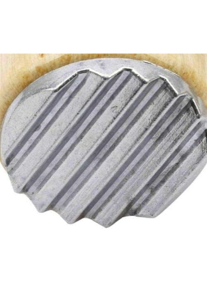 Wooden meat mallet with dual-sided stainless steel teeth—a durable, comfortable, and heavy-duty kitchen tool for tenderizing meat, chicken, and fish. (3)