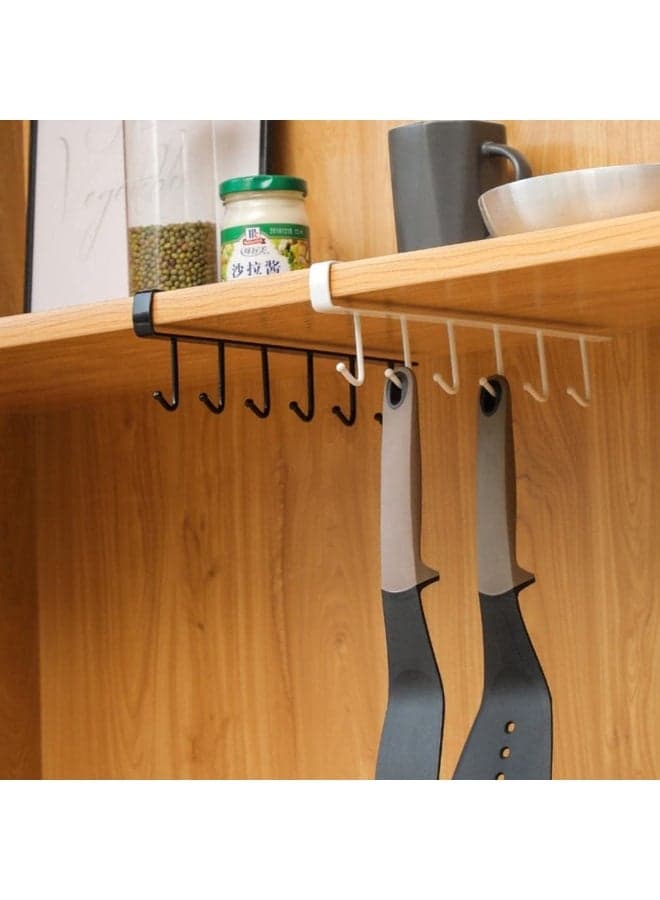 2x 6 Hooks Under Shelf Coffee Cup Mug Holder Hanger Rack Cabinet Kitchen Storage (6)