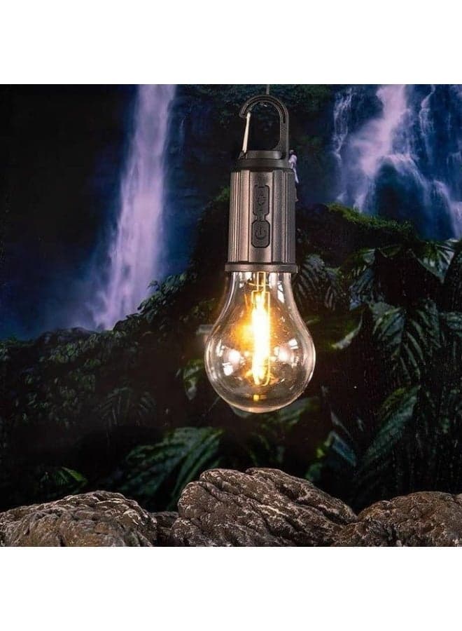 T01 Rechargeable LED Camping Light Bulb Type-C Charging Warm Light Portable Hanging Tent Lantern With Carabiner Outdoor Emergency Lighting (6)
