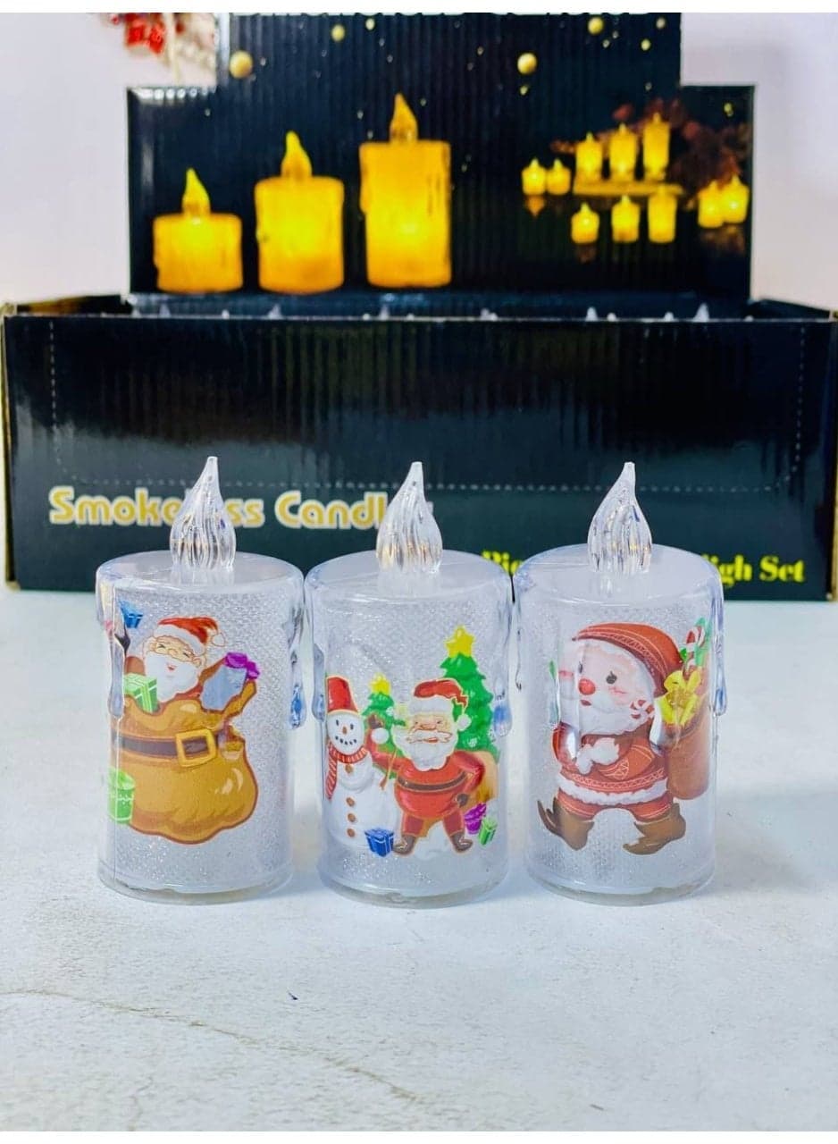 Christmas candles, the candles light up and operate on batteries. Candle size: 8 cm, quantity: 2