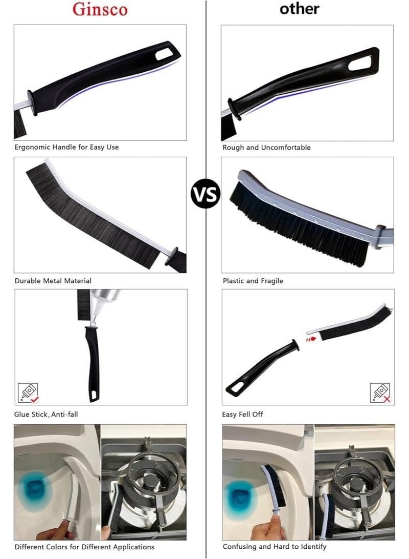 Thin Gap Cleaning Brushes for Corners & Crevices, Narrow Dust Remover Brushes for Window Tracks, Stoves, Sink Edges and Hard-to-Reach Areas, Ergonomic Handle, 4 Pieces (٤)