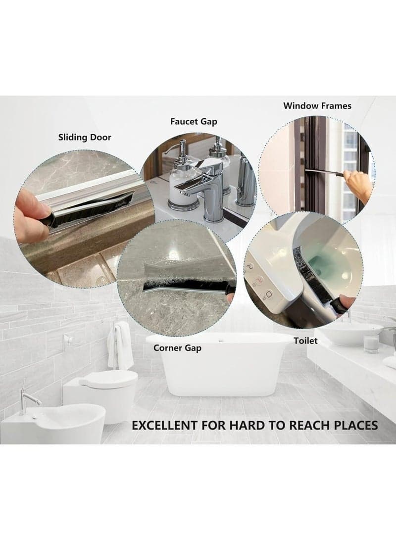Thin Gap Cleaning Brushes for Corners & Crevices, Narrow Dust Remover Brushes for Window Tracks, Stoves, Sink Edges and Hard-to-Reach Areas, Ergonomic Handle, 4 Pieces (٦)