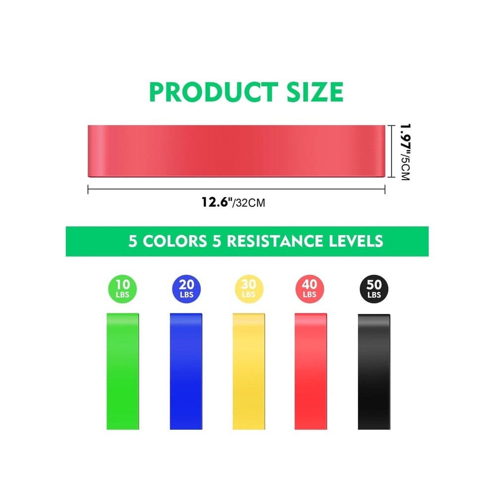 5 Pieces/Set Latex Gym Strength Training Rubber Loop Bands Fitness Crossfit Equipment Yoga Exercise Pull Rope Elastic Bands For Fitness, In 6 Levels, In 5 Color Resistance Bands (٥)