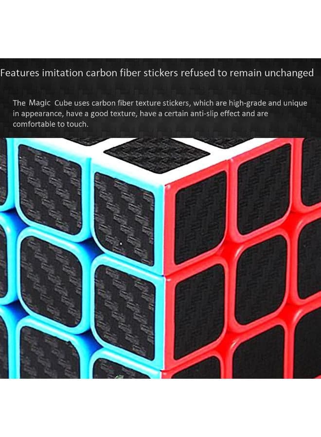 Rubix Speed Cube 3x3x3, Magic Carbon Fiber Sticker Cube Brain Teasers (٣)