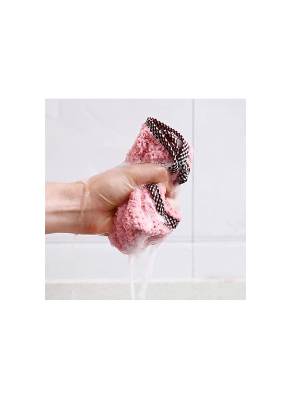 Super Absorbent Microfiber Reusable Cleaning Cloth Towel, Kitchen daily dish towel dish cloth kitchen rag non stick oil thickened table cleaning cloth Pink 3 Kitchen Accessories (٤)