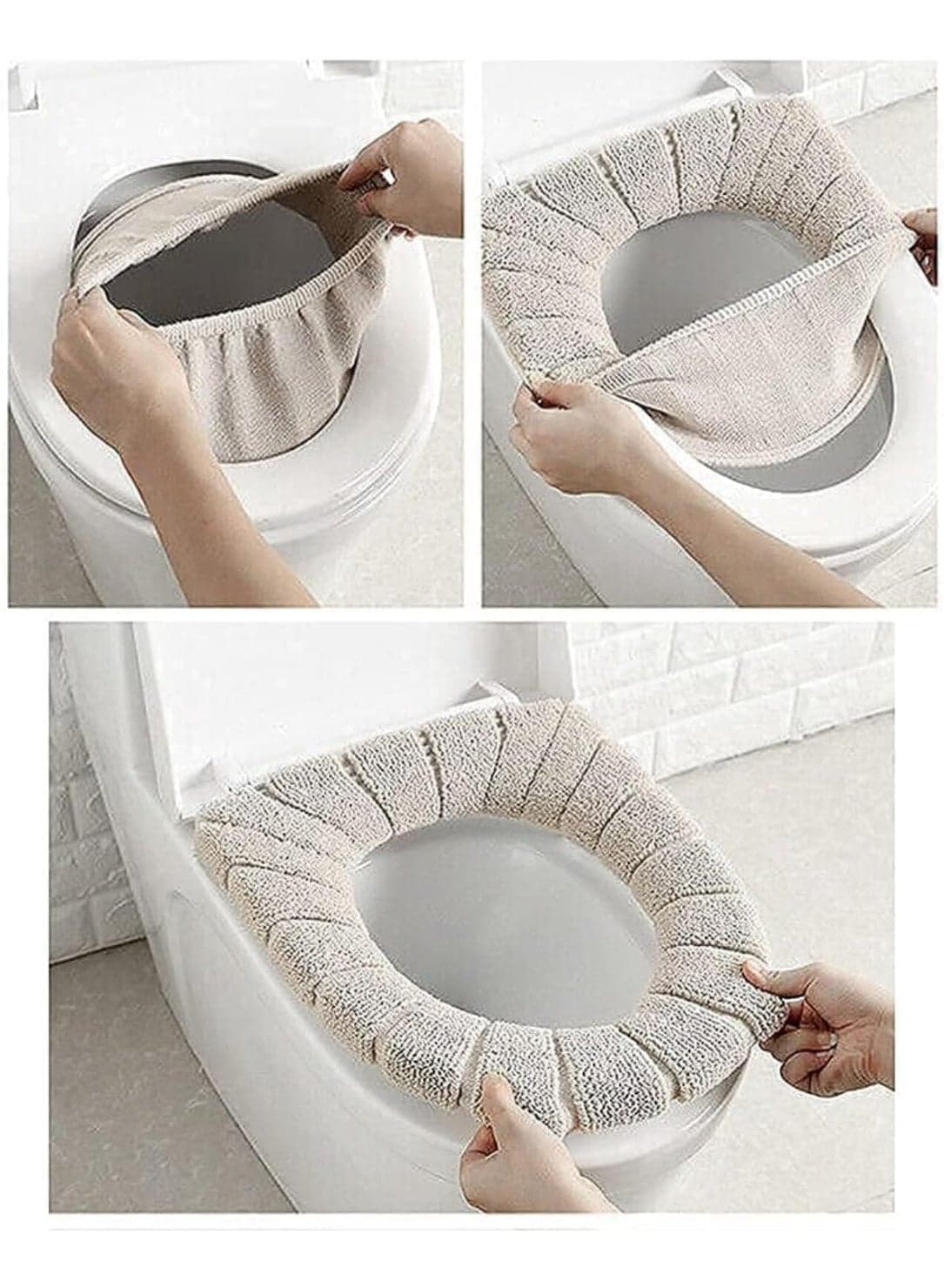Plush Toilet Seat Cover – Strong Leather Base – Non-Slip Grip – Easy On and Off – Ideal for Home & Apartments-Random color Toilet Lid & Tank Covers (٣)