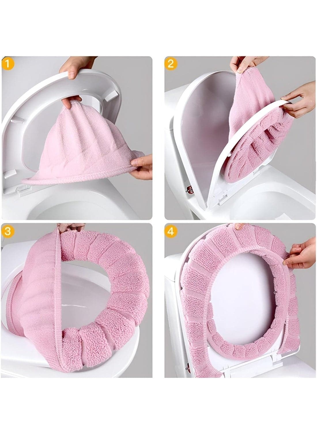 Plush Toilet Seat Cover – Strong Leather Base – Non-Slip Grip – Easy On and Off – Ideal for Home & Apartments-Random color Toilet Lid & Tank Covers (٧)