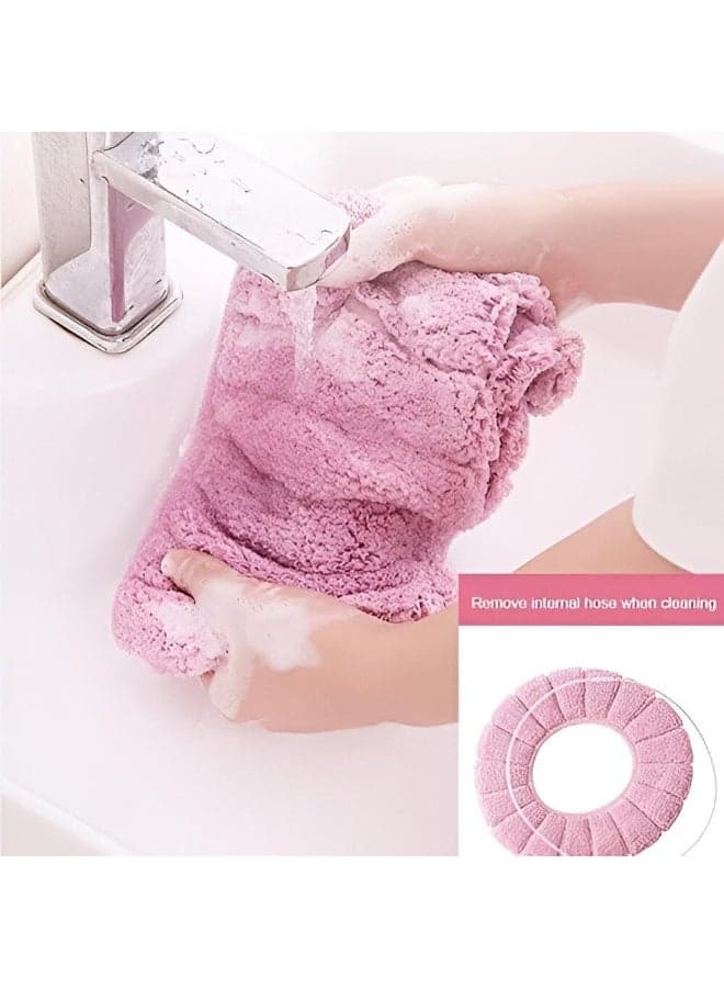 Plush Toilet Seat Cover – Strong Leather Base – Non-Slip Grip – Easy On and Off – Ideal for Home & Apartments-Random color Toilet Lid & Tank Covers (١١)