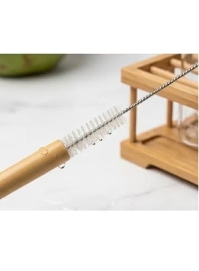 4-Piece Natural Bamboo Straws with Cleaning Brush - Eco-Friendly Reusable Drinking Straws - Bamboo Straws for Coffee, Smoothies, and Sodas - Organic Drinking Straw Set for Travel and Picnics (7)
