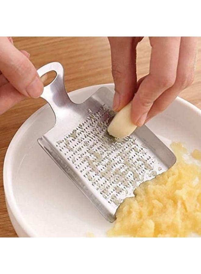 Mini Stainless Steel Ginger Garlic Grater for Fine Grating/Mincing, Shovel-Shaped Food Grater for Ginger, Mini Ginger Grater for Garlic, Fruits and Root, Silver, 1-Piece (٨)