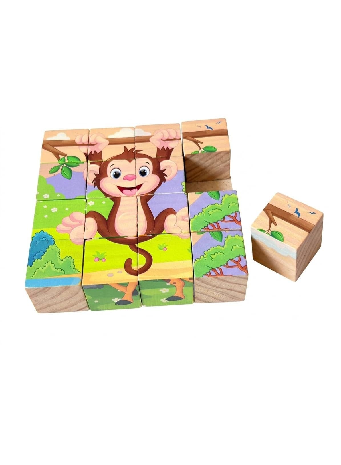 Wooden 6-in-1 Cube Puzzle Blocks for Kids (Animals Theme) | 9 Solid Wooden Cubes | Educational Brain Development Toy | Learning & Problem Solving Game |... Brain Teasers