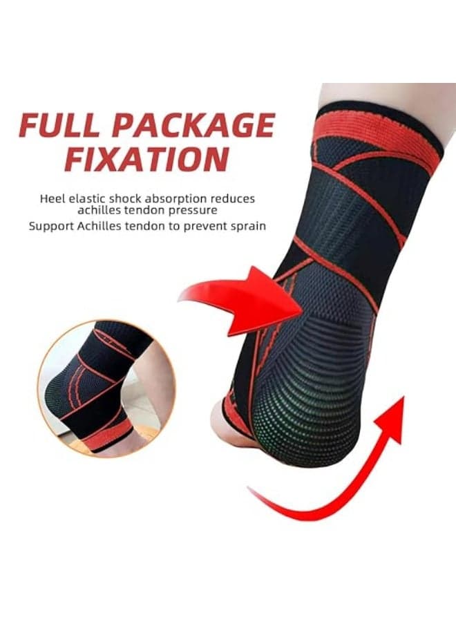 Ankle Brace Size M with Adjustable Compression Strap, 1-Piece Ankle Support Wrap, Breathable Neoprene Sleeve for Men and Women (5)