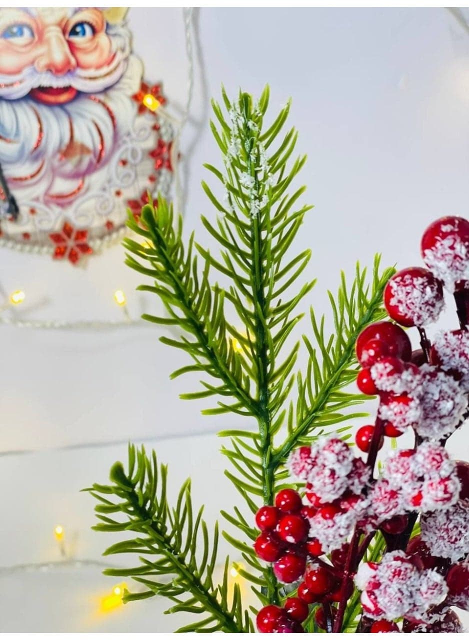 Christmas cherry blossom branch with snow on a tree branch. Branch length: 30 cm Home Decor Ornaments (٣)