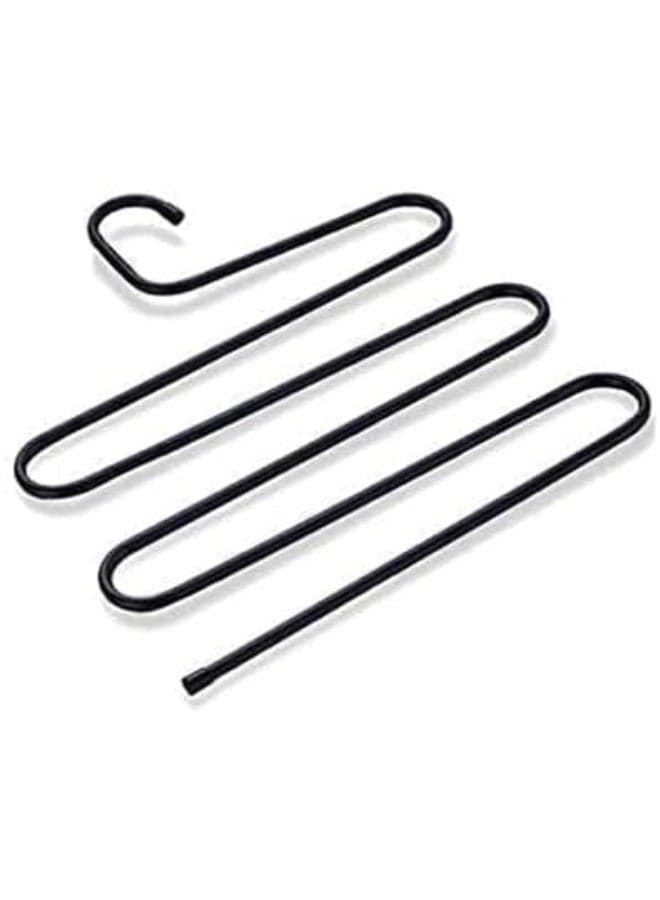 Multi pants hangers rack for closet organization,stainless steel s-shape 5 layer clothes hangers (Black) (٣)