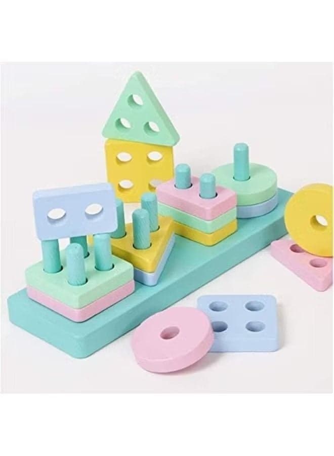 A 17-piece geometric shape-matching toy set featuring detachable blocks; suitable for children up to 12 months old, with dimensions of 12 x 12 x 10 cm. Shape Sorters