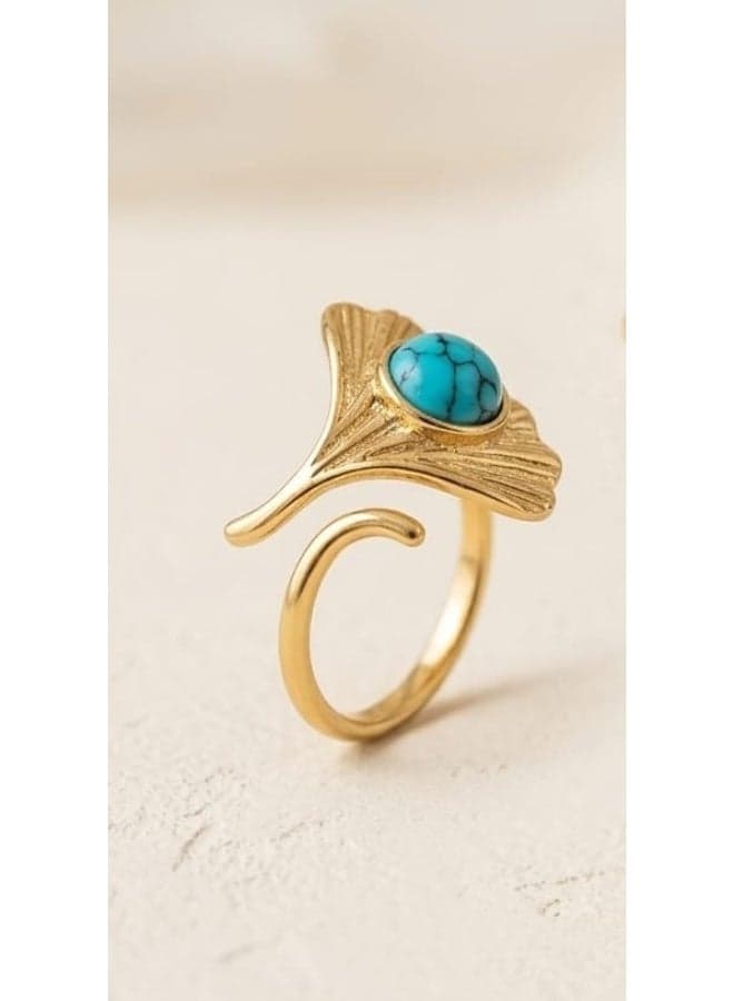 Women's stainless steel ring, golden, distinctive in its design, elegant, of high quality (3)