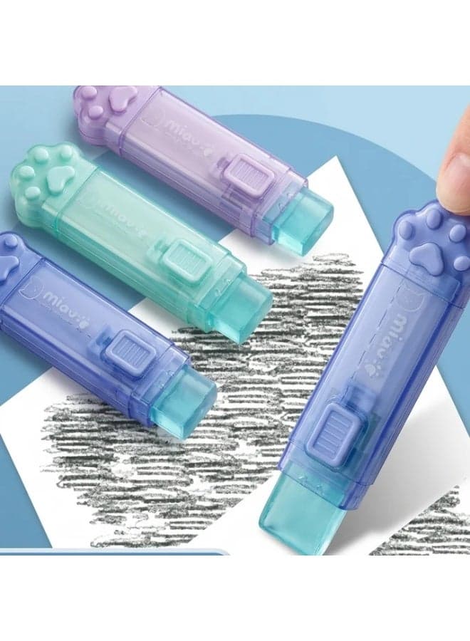 Push Type Retractable Cat Eraser With 1 Refill Core Multicolour 2 Pieces WX-99619A (٣)