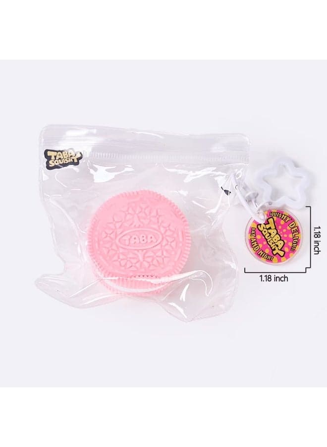 60g Pink-white Sandwich Cookie Taba Squishy Toys for Adults – Cute Stress Relief Fidget Sensory Toys, Soft Silicone Squeeze Gifts for Teens Adults (5)