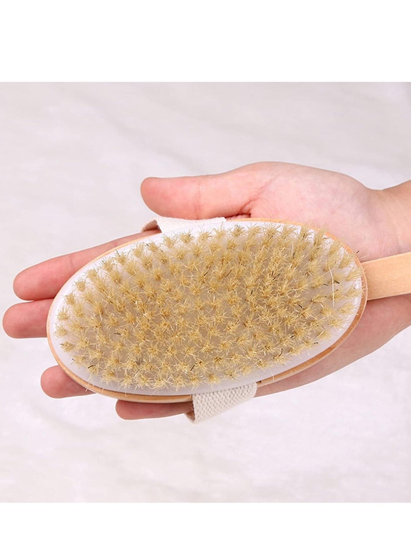 Bath Body Brush Soft Bristles Shower Back Scrubber Beige (6)