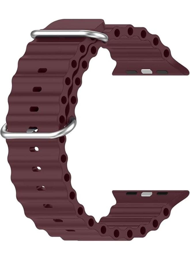 Silicone Hole Wavy Strap Compatible with Apple watch seriesUltra 38mm - 40mm-41mm | 8 Ultra | 7 | 6 | 5 | 4 | 3 | SE Smartwatch Bands (٤)