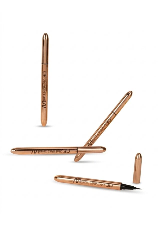 Might Cinema 3D Ultra Black Eyeliner Waterproof and Long Lasting, Smudge Proof Liquid Eye Liner Pen with Precision Tip, Highly Pigmented Smooth Easy Application (٤)