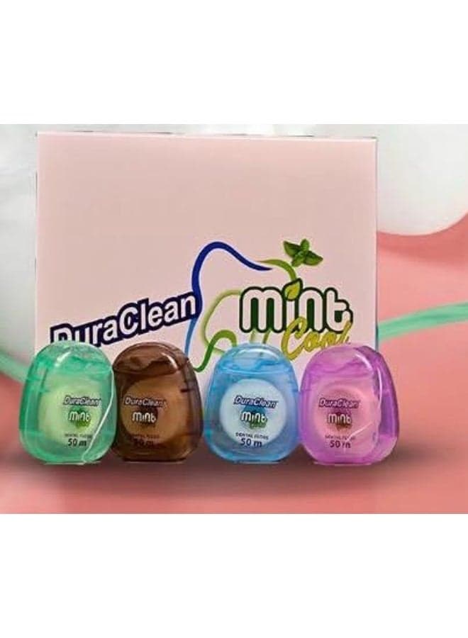 Eva duraclean Dental Floss , Mint Flavor, 50 m multi color 50 m Dental Floss & Flossers (٣)
