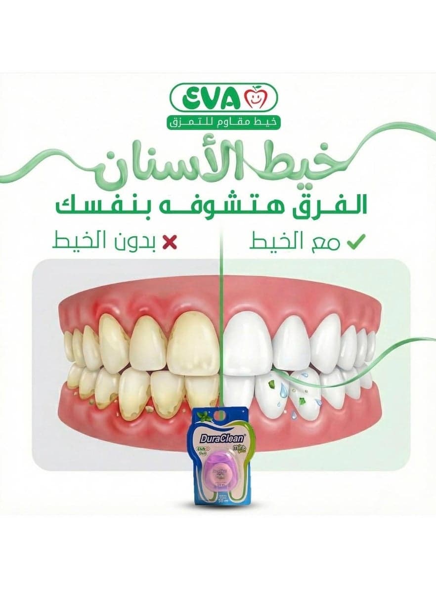 Eva duraclean Dental Floss , Mint Flavor, 50 m multi color 50 m Dental Floss & Flossers