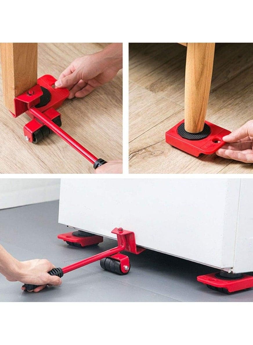 Set of 5 Furniture Lifting Tools with 4 Wheels for Moving Heavy Furniture and Heavy Furniture Moving Base Suitable for Sofas and Refrigerators - Furniture Leg Bases for Moving Heavy Furniture M, with Moving Wheels, Set of 1 Furniture Lifter and 4 Pieces Leg Bases - Furniture Mover and Mover - Furniture Lifting Tools Set - Heavy Duty Furniture Lifter with 4 Sliding Bases for Easy and Safe Movement (4)