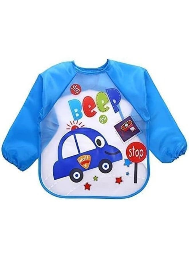 Long Sleeve Baby Bib Made of EVA – Waterproof Feeding and Play Bib with Cute Cartoon Design, Unisex Infant Bib for Boys and Girls 6M–3Y (1 Piece) (٧)