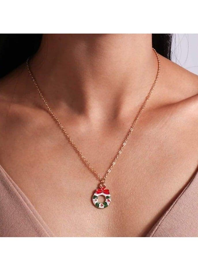Fashion Christmas Wreath Necklace Gold Color Men's Necklaces