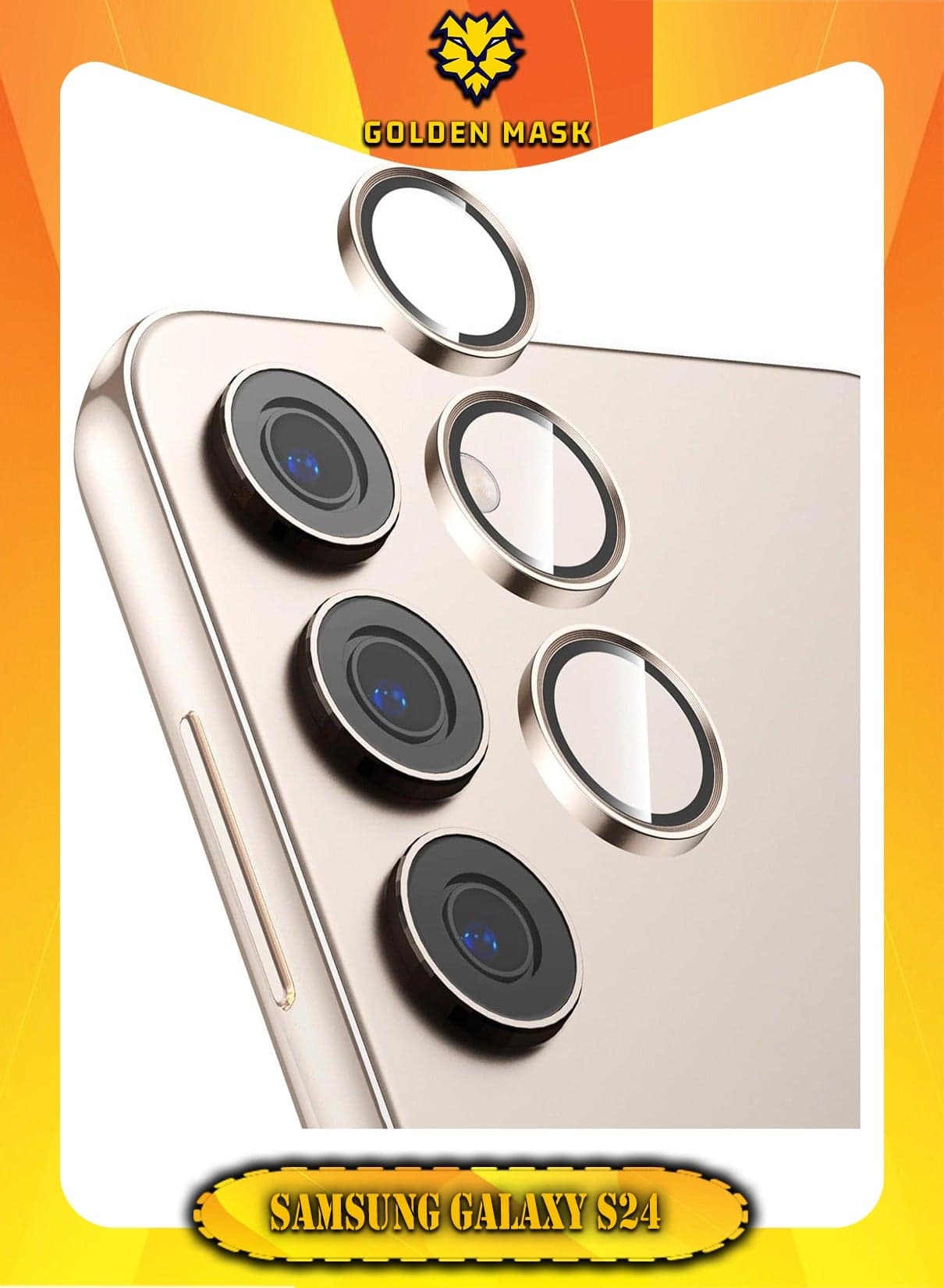 GOLDEN MASK For Samsung Galaxy S24 Screnn Camera Lens Glass (Gold) Mobile Lens & Lens Protectors