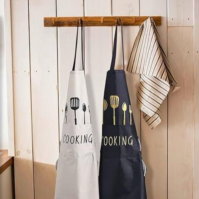 PVC Kitchen Aprons, Waterproof Cooking Apron with Coral Fleece Hand Towels, Expandable Pocket, Unisex Chef Apron for Men & Women, Bib Apron for Cooking, Painting and Housework (٣)