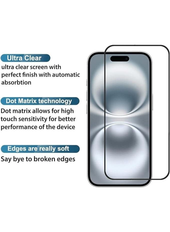 Glass For iPhone 16 Plus Screen Protector Tempered Glass Full Glue Edge-to-Edge Screen Protector For iPhone 16 Plus Mobile Screen Protectors (٢)